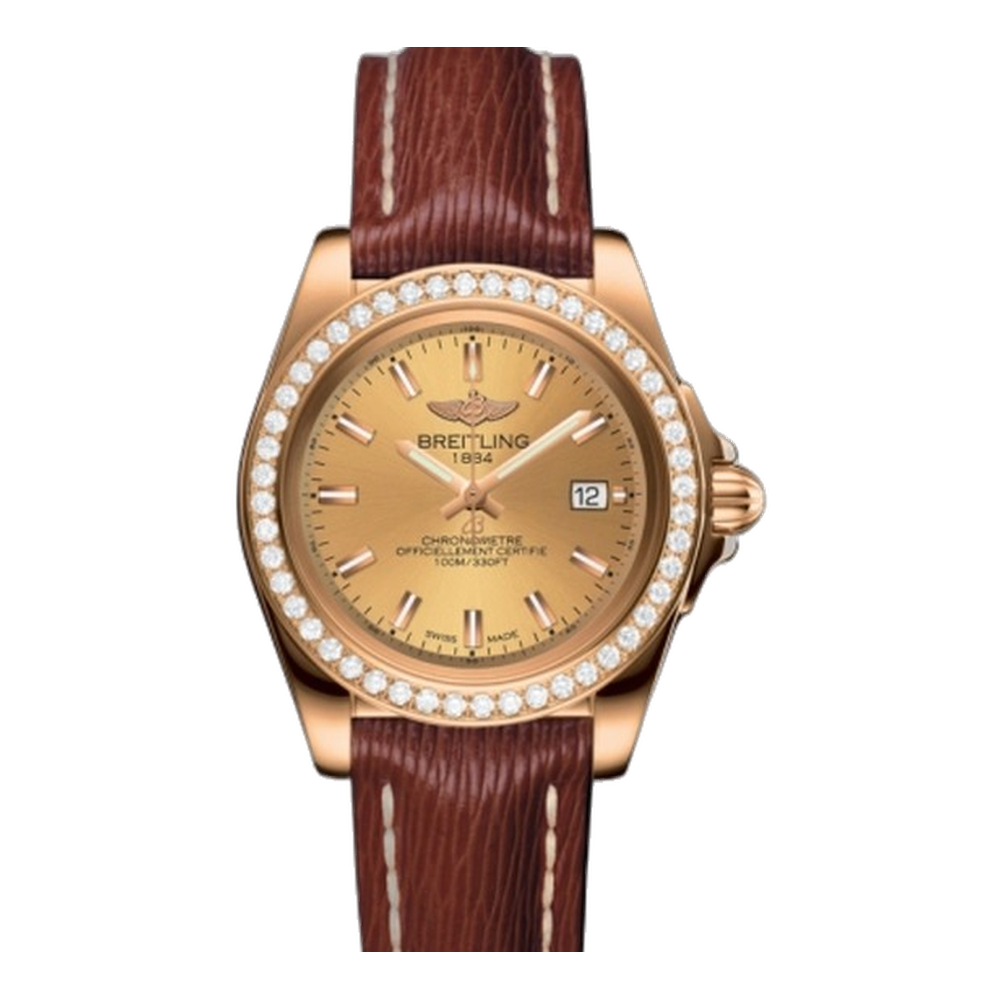 Breitling Sleek Edition Rose Gold / Diamond / Golden Sun / Sahara Yellow Dial Straps