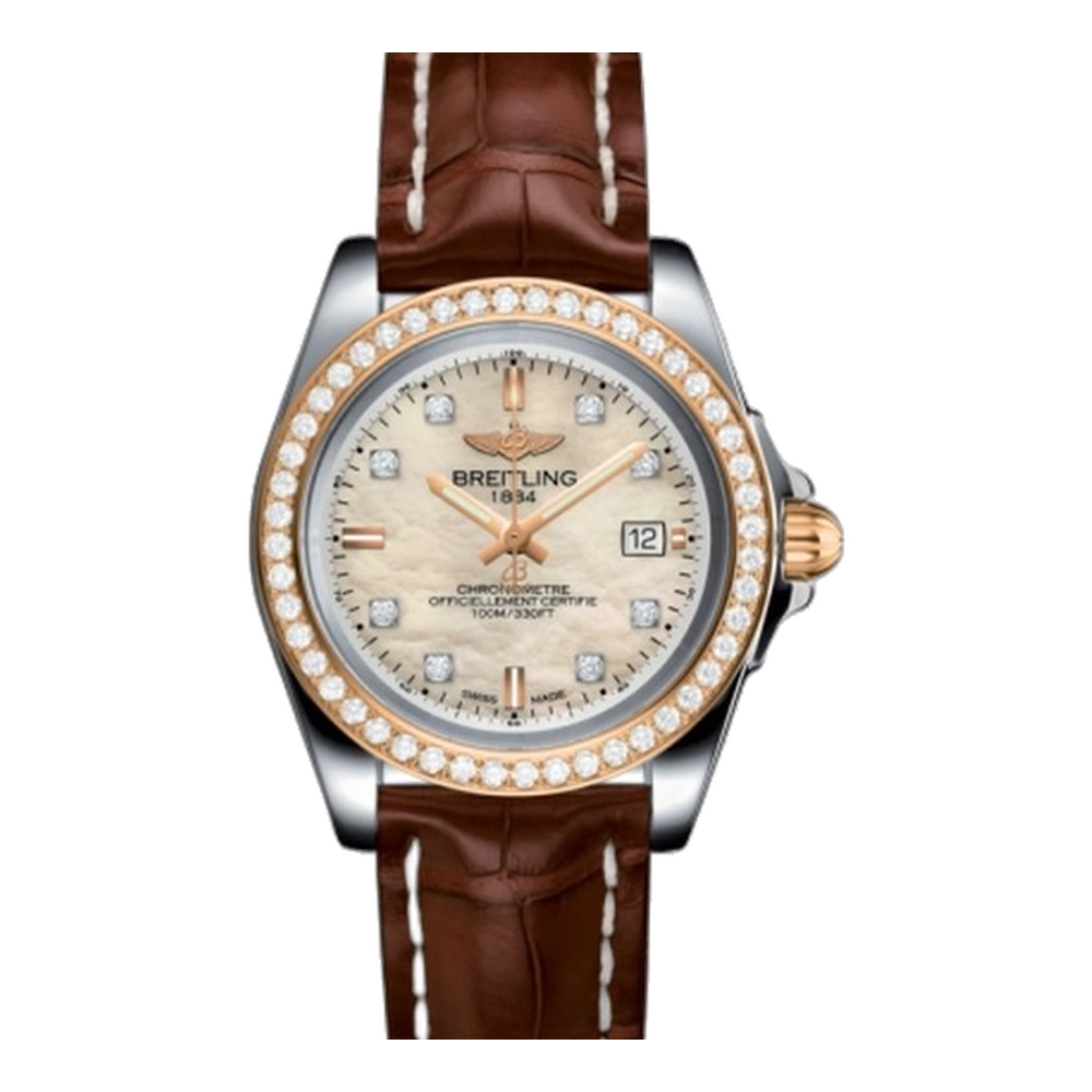 Breitling Sleek Edition Stainless Steel / Rose Gold / Diamond / Pearl Diamond Natural/Cream Dial Straps