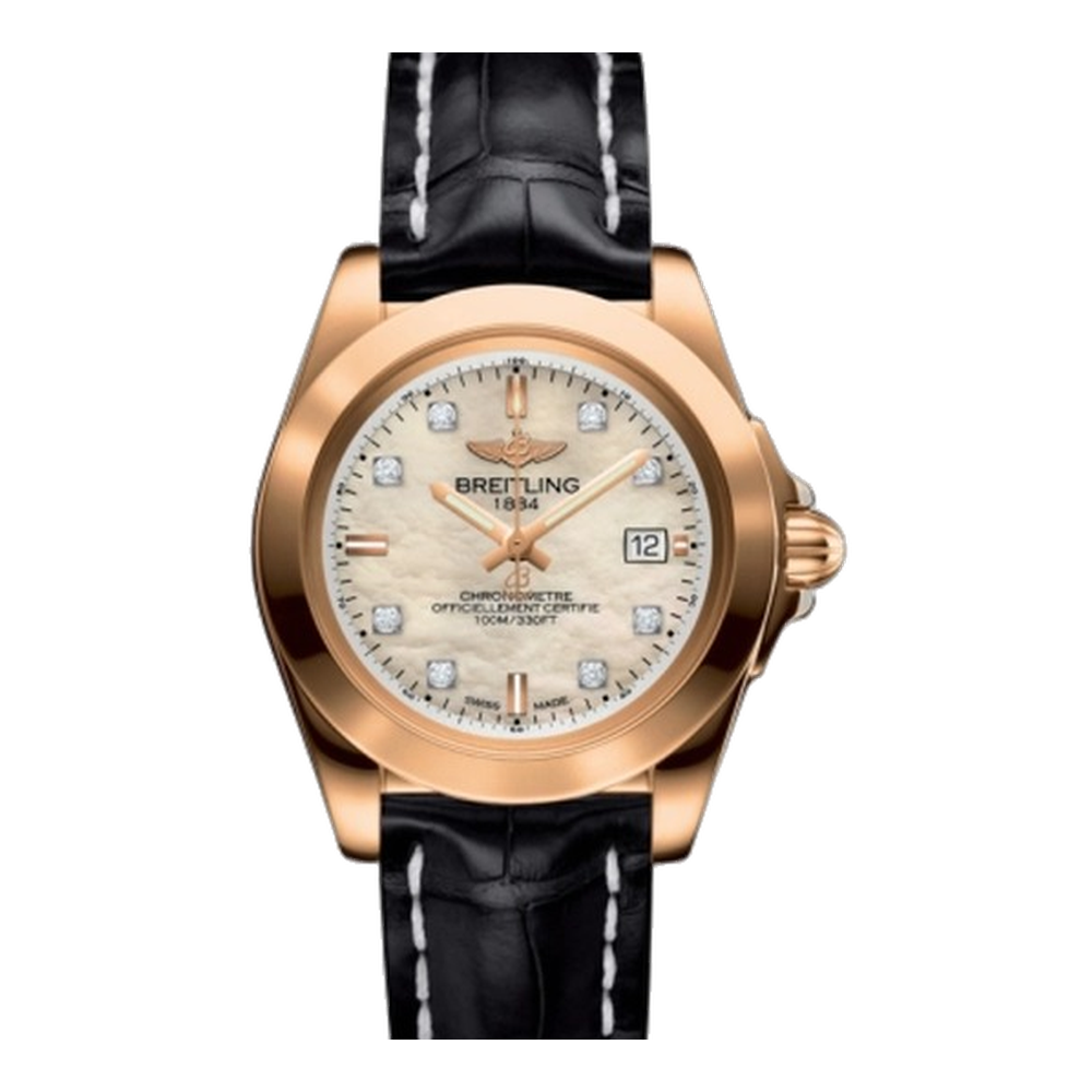 Breitling Sleek Edition Rose Gold / Pearl Diamond Natural/Cream Dial Straps