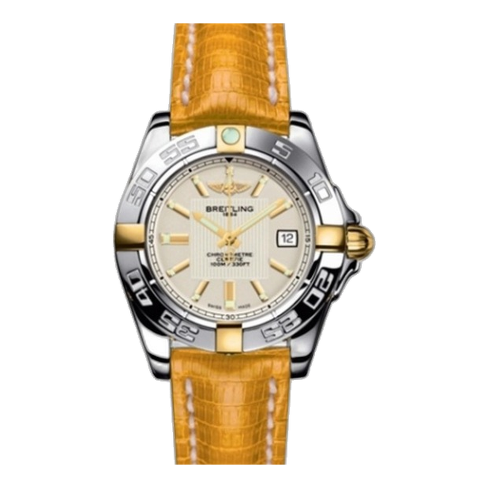 Breitling Two Tone Silver / Teju White Dial Straps