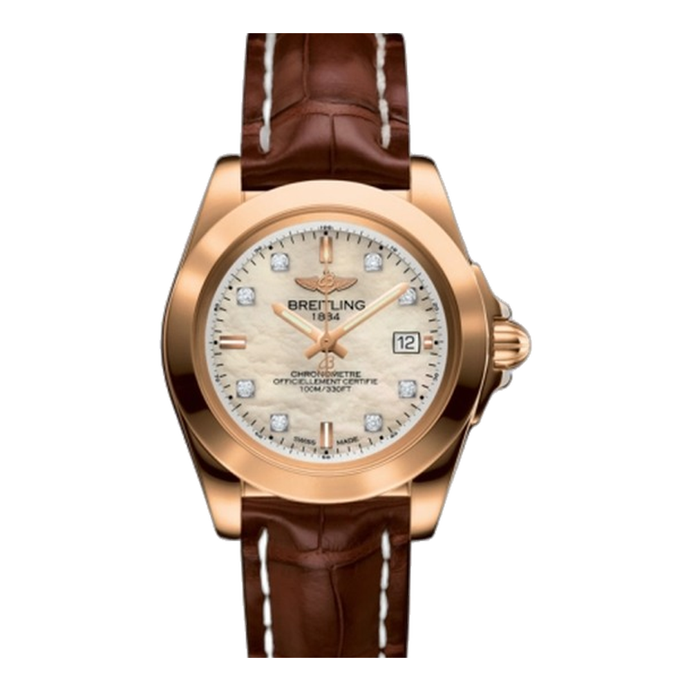 Breitling Sleek Edition Rose Gold / Pearl Diamond Natural/Cream Dial Straps