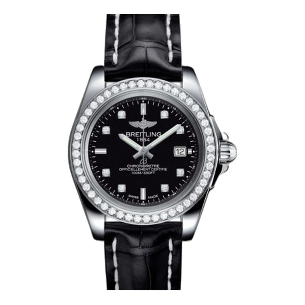 Breitling Sleek Edition Stainless Steel / Diamond / Trophy Black Diamond Black Dial Straps