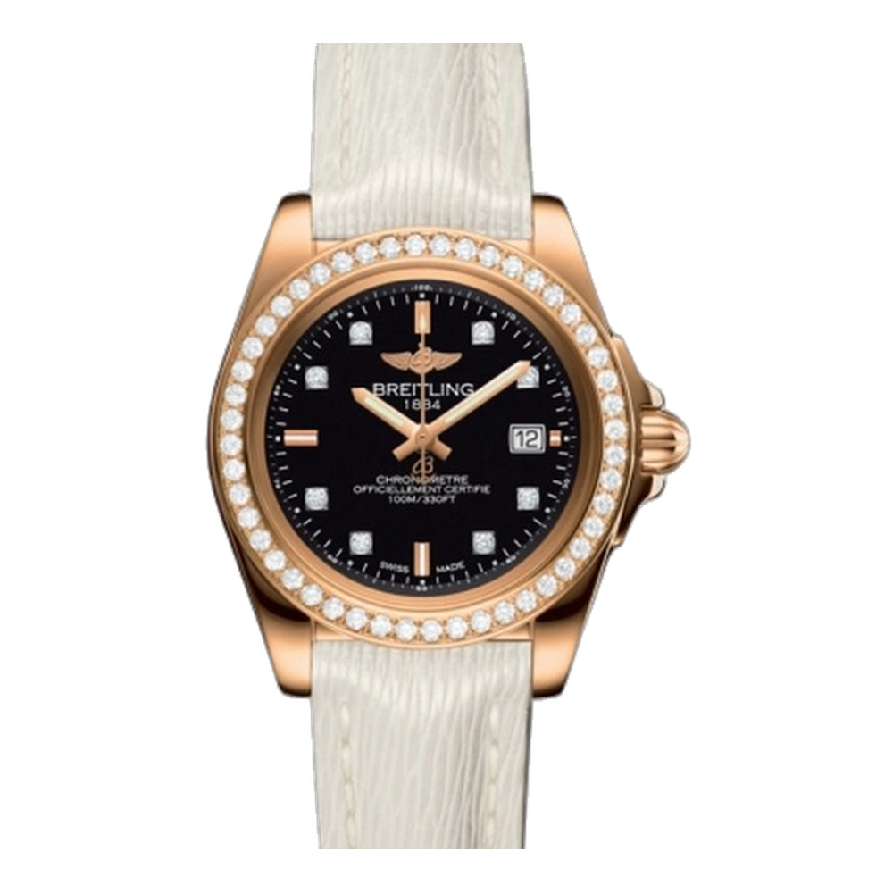 Breitling Sleek Edition Rose Gold / Diamond / Trophy Black Diamond / Sahara Black Dial Straps