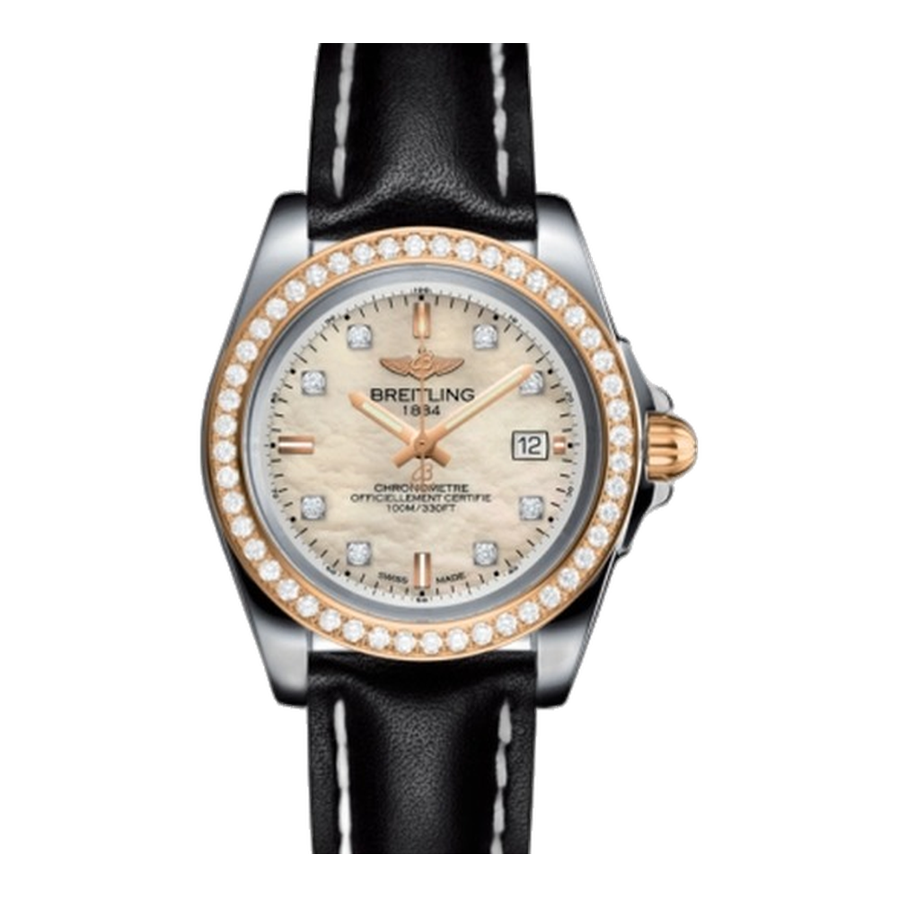 Breitling Sleek Edition Stainless Steel / Rose Gold / Diamond / Pearl Diamond Natural/Cream Dial Straps