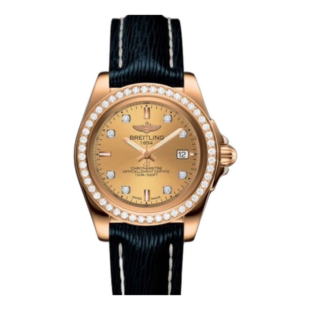 Breitling Sleek Edition Rose Gold / Diamond / Golden Sun Diamond / Sahara Yellow Dial Straps