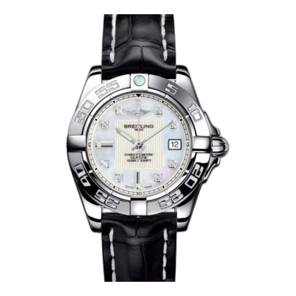 Breitling Stainless Steel / Pearl Diamond White Dial Straps