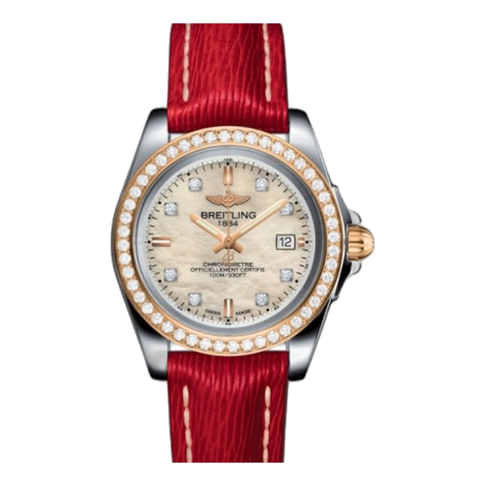 Breitling Sleek Edition Stainless Steel / Rose Gold / Diamond / Pearl Diamond / Sahara Natural/Cream Dial Straps