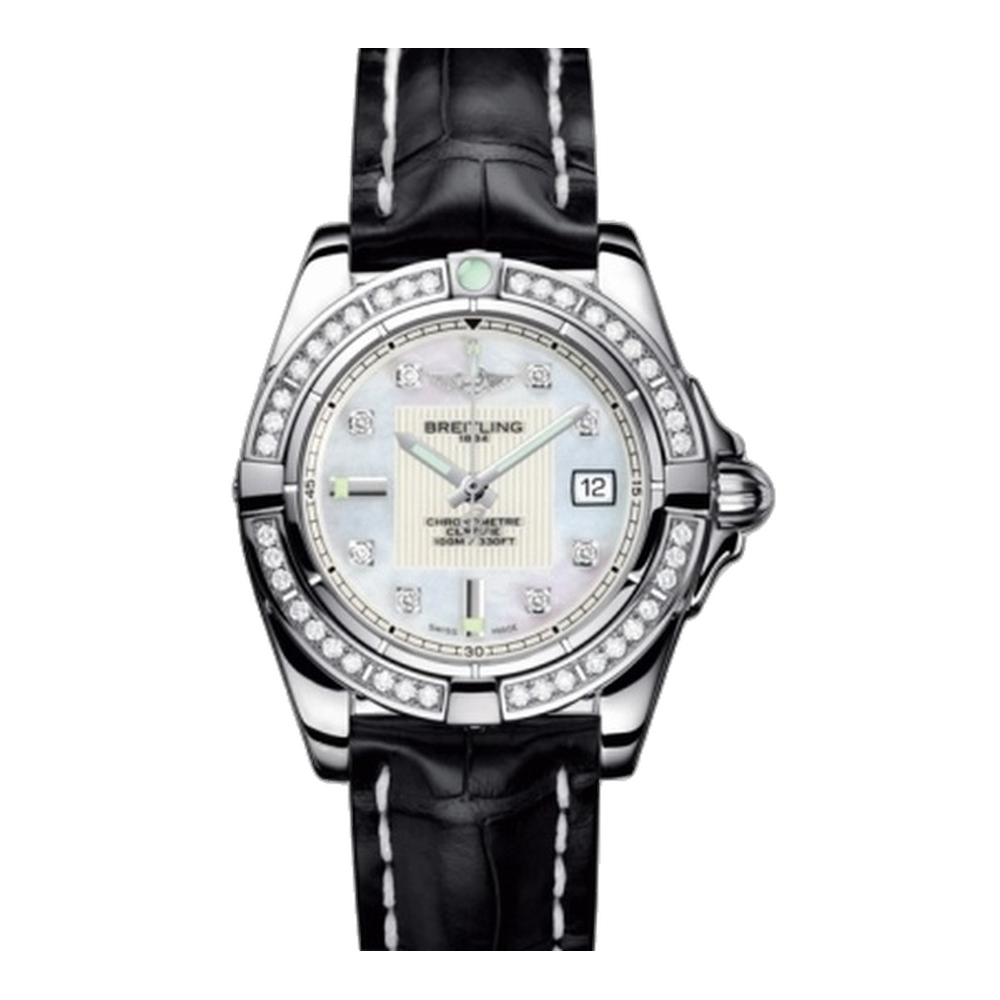 Breitling Stainless Steel / Diamond / Pearl Diamond White Dial Straps