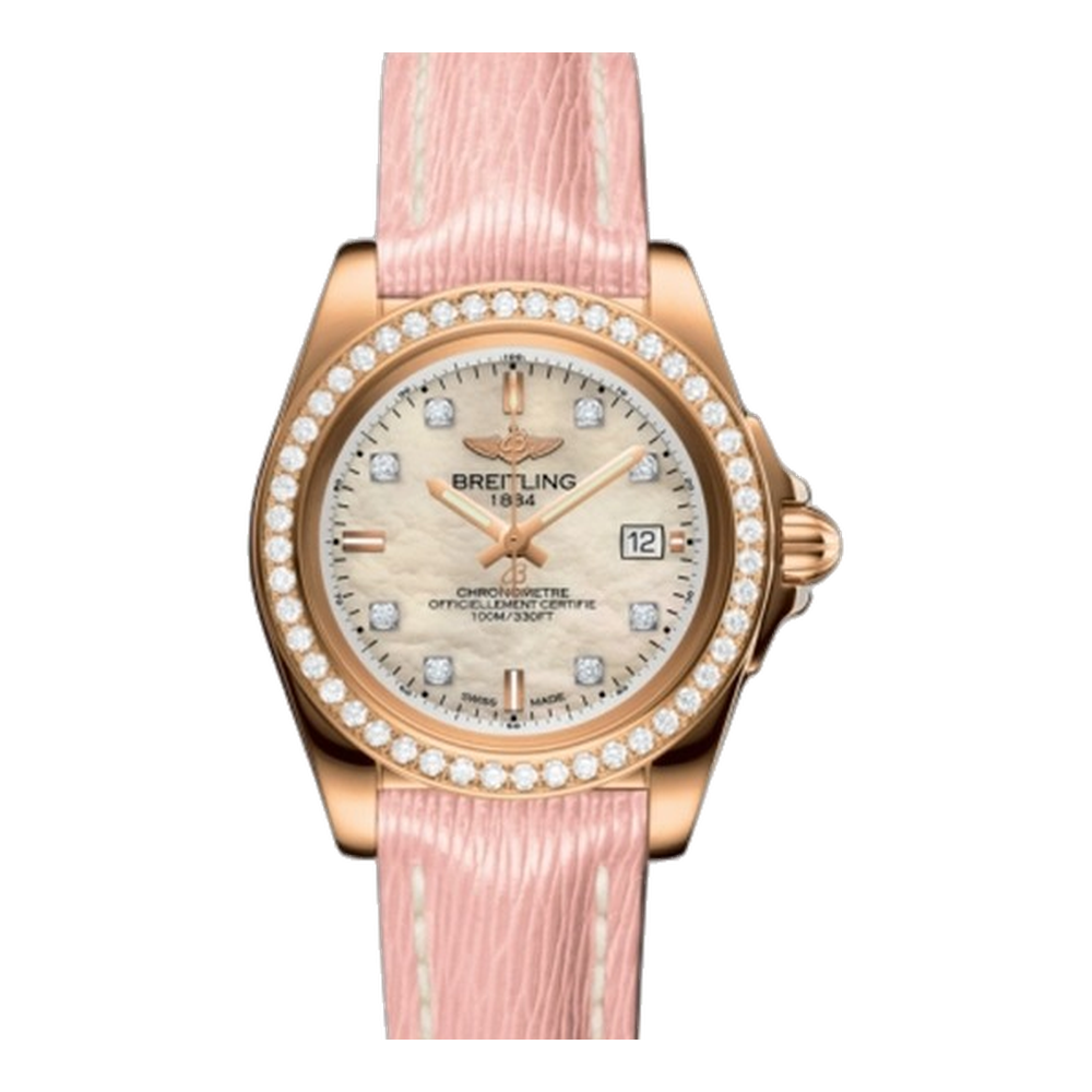 Breitling Sleek Edition Rose Gold / Diamond / Pearl Diamond / Sahara Natural/Cream Dial Straps