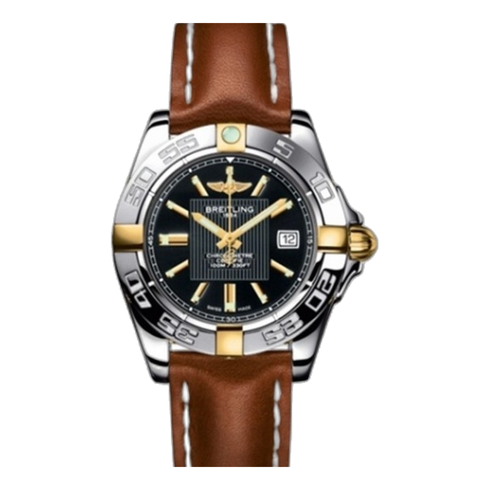 Breitling Two Tone Black Black Dial Straps