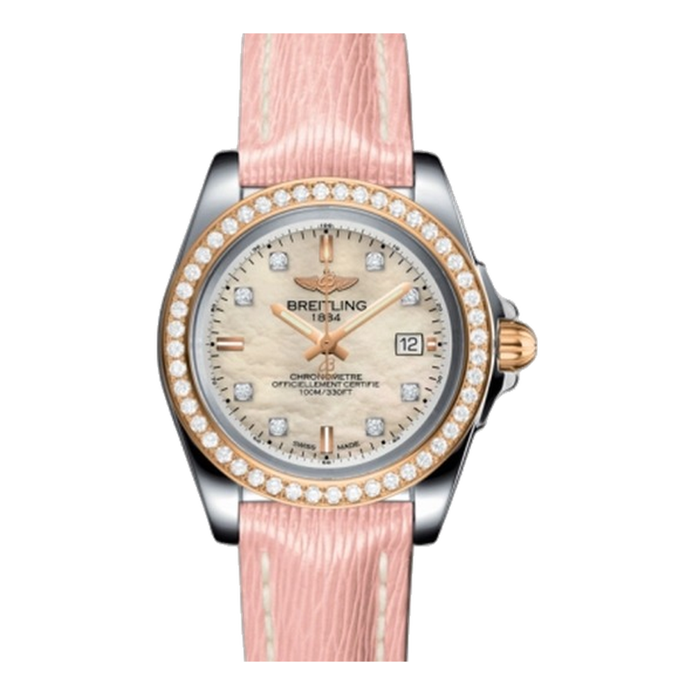 Breitling Sleek Edition Stainless Steel / Rose Gold / Diamond / Pearl Diamond / Sahara Natural/Cream Dial Straps