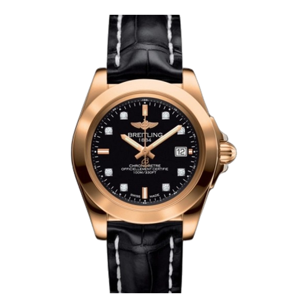 Breitling Sleek Edition Rose Gold / Trophy Black Diamond Black Dial Straps