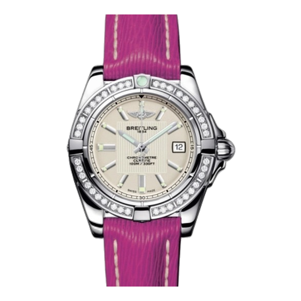 Breitling Stainless Steel / Diamond / Sierra Silver / Sahara Natural/Cream Dial Straps