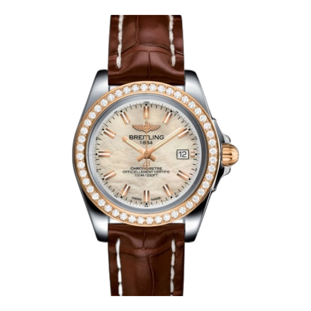Breitling Sleek Edition Stainless Steel / Rose Gold / Diamond / Pearl Natural/Cream Dial Straps