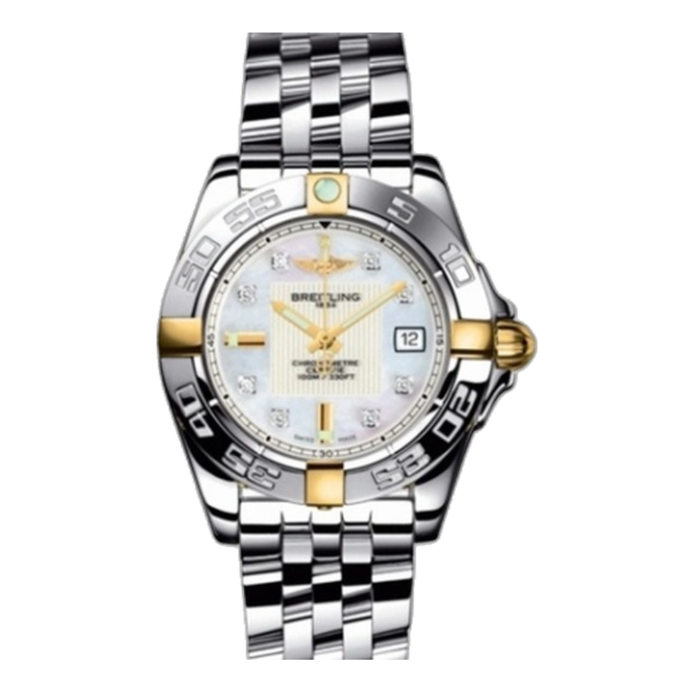 Breitling Two Tone MOP / DIamond / Bracelet White Dial Straps