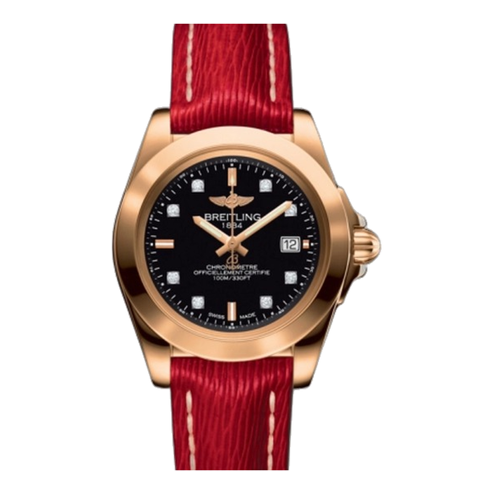 Breitling Sleek Edition Rose Gold / Trophy Black Diamond / Sahara Black Dial Straps