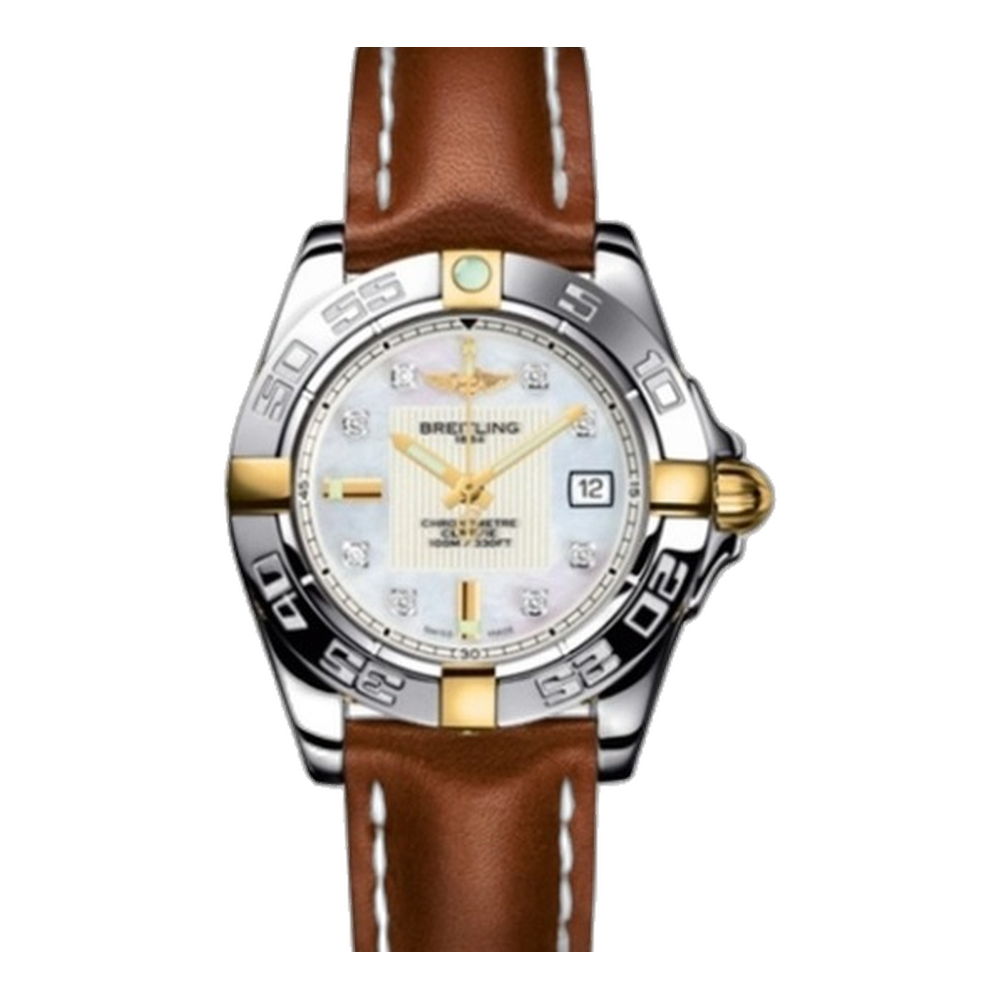 Breitling Two Tone MOP / Diamond / Calf White Dial Straps