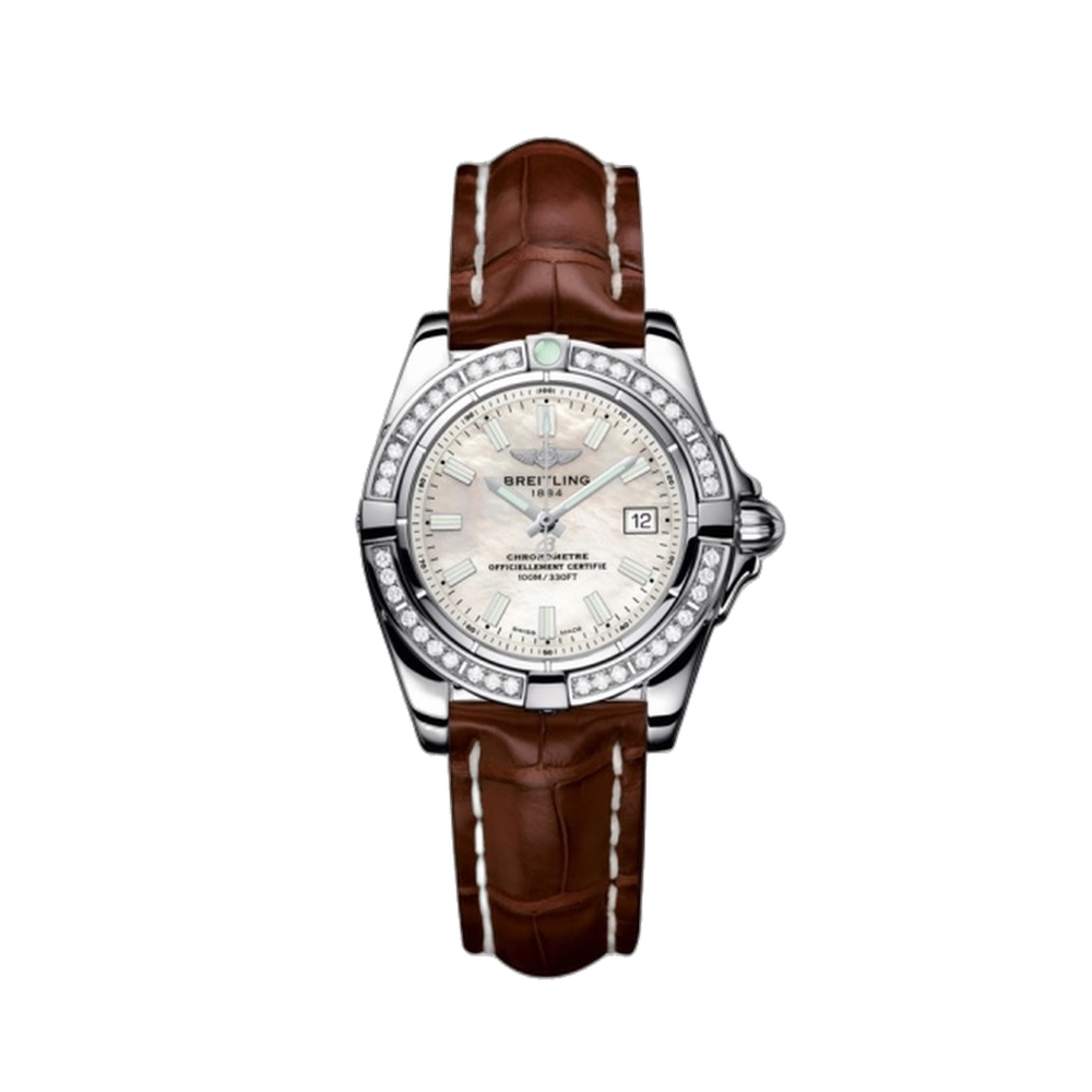 Breitling Stainless Steel / Diamond / Pearl Pink/Salmon Dial Straps