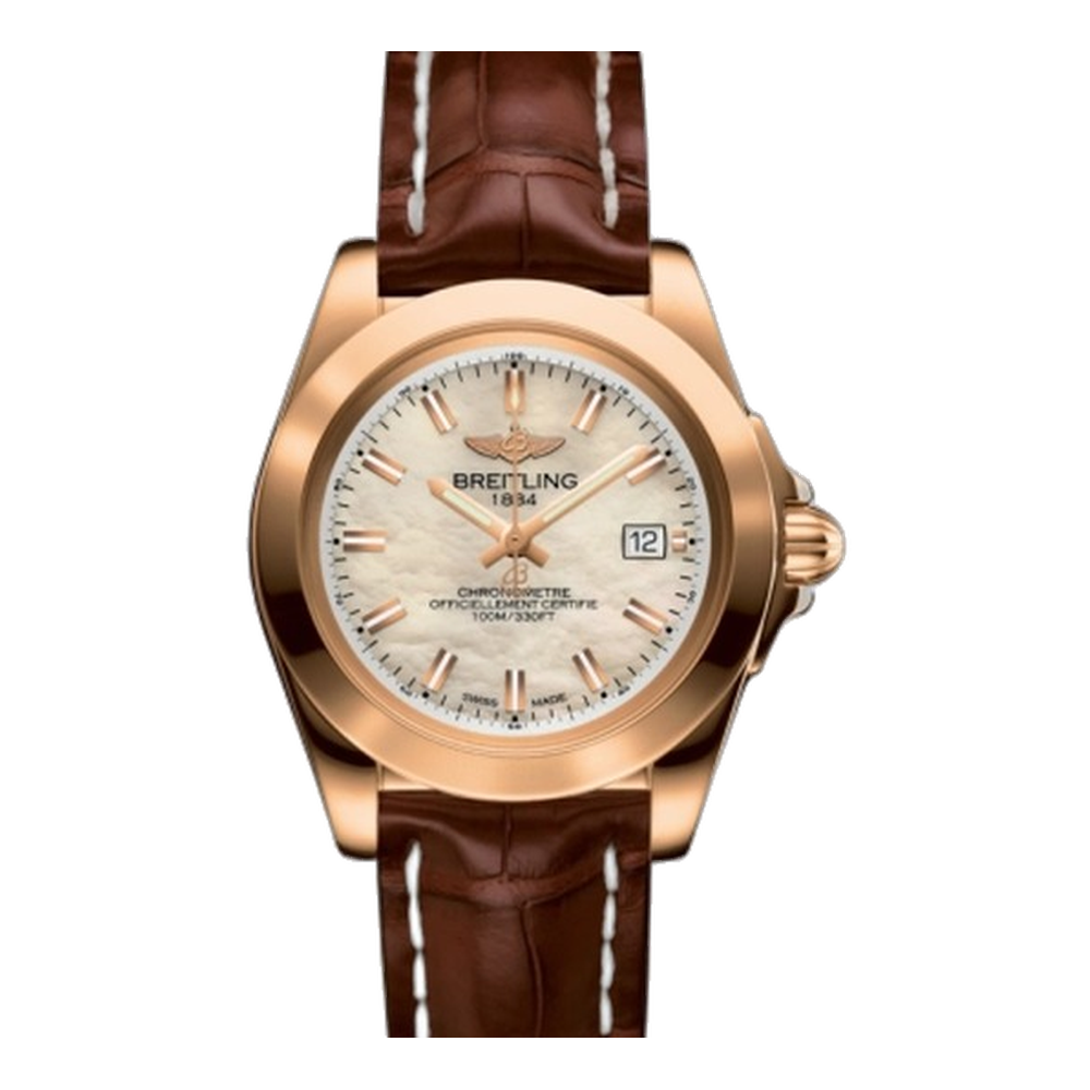 Breitling Sleek Edition Rose Gold / Pearl Natural/Cream Dial Straps