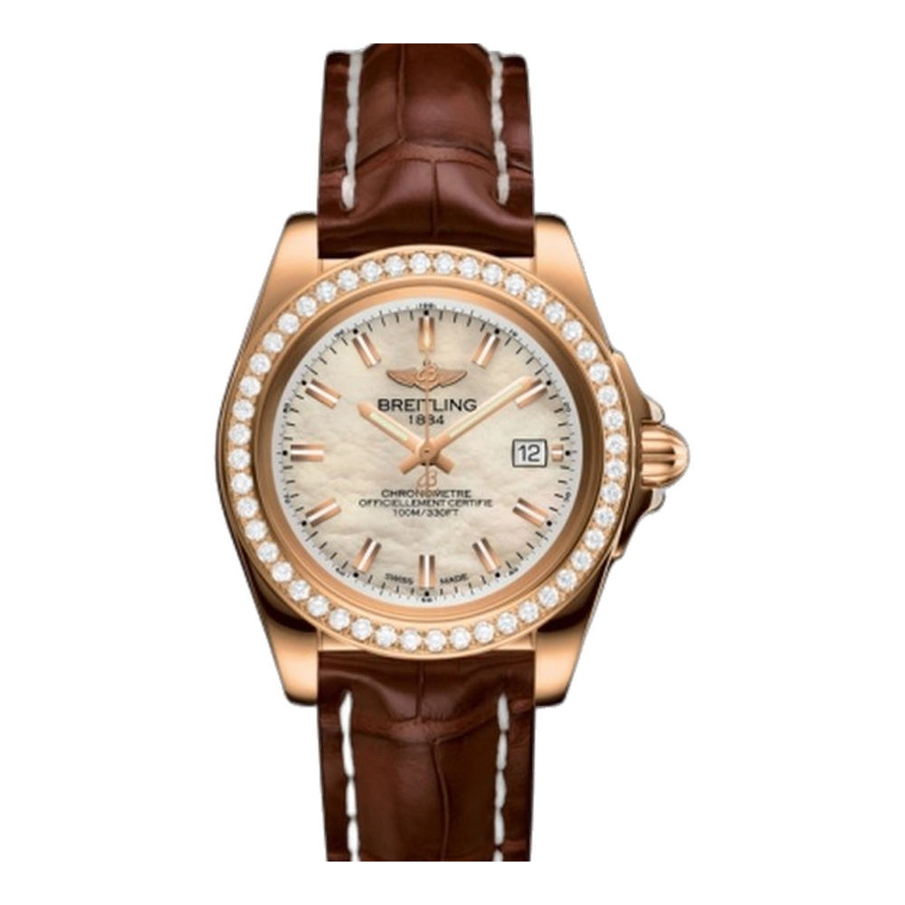 Breitling Sleek Edition Rose Gold / Diamond / Pearl Natural/Cream Dial Straps