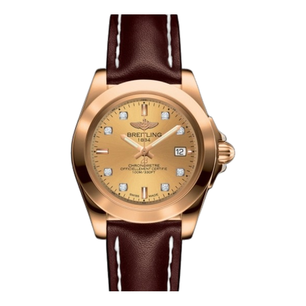 Breitling Sleek Edition Rose Gold / Golden Sun Diamond Yellow Dial Straps