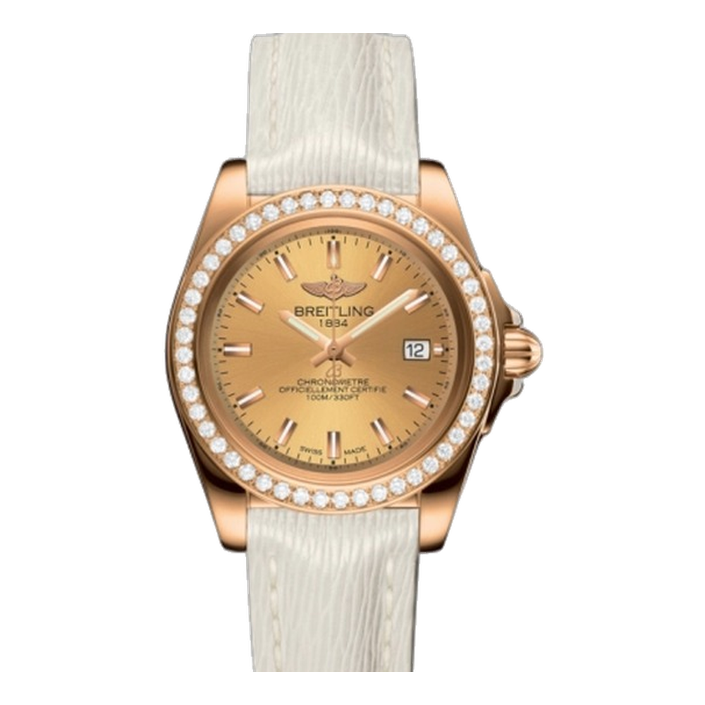 Breitling Sleek Edition Rose Gold / Diamond / Golden Sun / Sahara Yellow Dial Straps