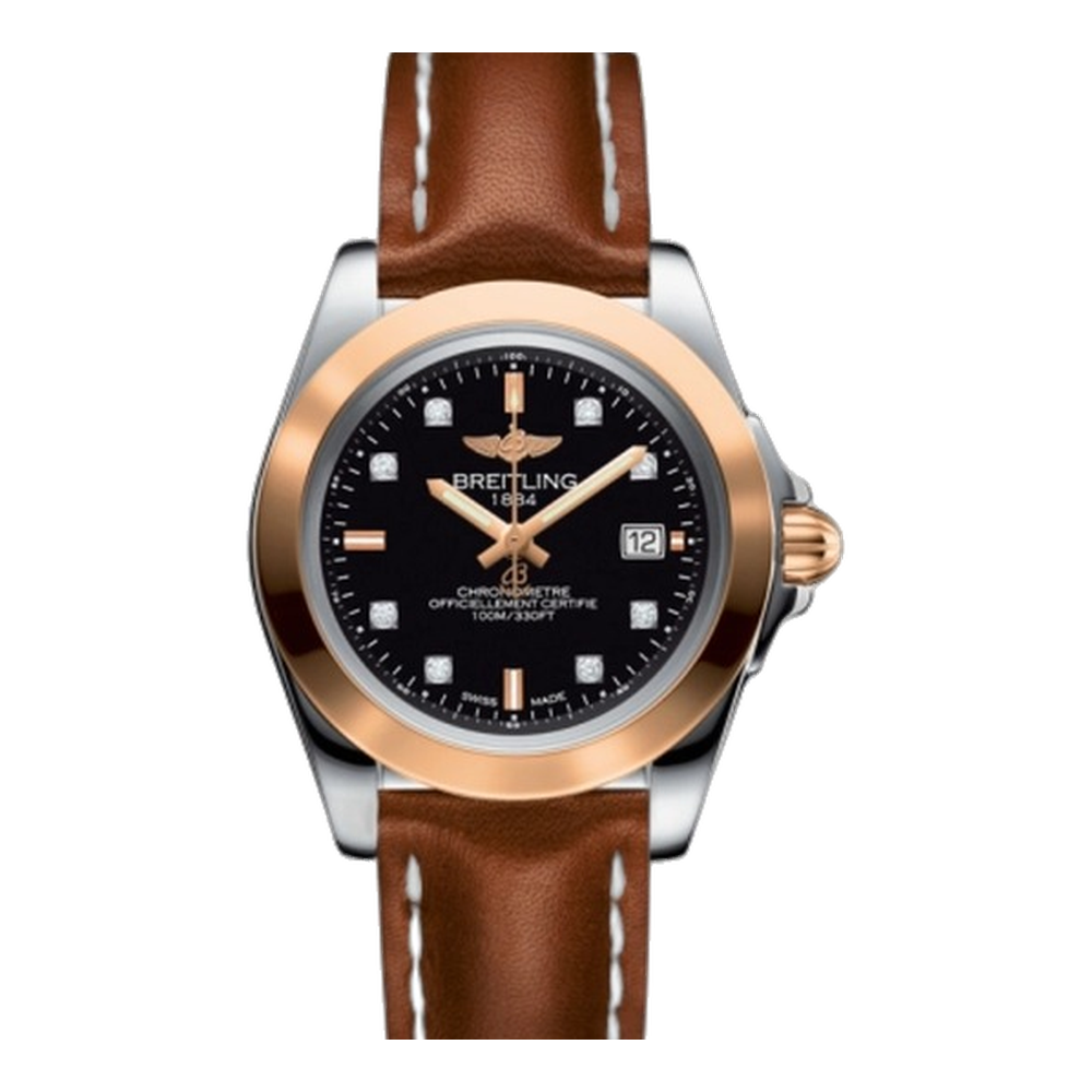 Breitling Sleek Edition Stainless Steel / Rose Gold / Trophy Black Diamond Black Dial Straps