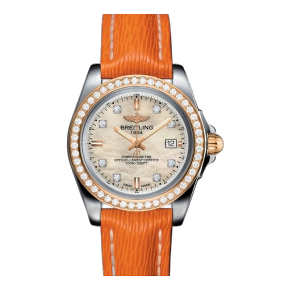 Breitling Sleek Edition Stainless Steel / Rose Gold / Diamond / Pearl Diamond / Sahara Natural/Cream Dial Straps