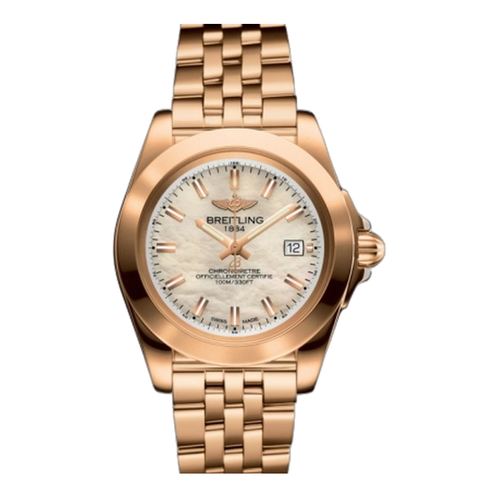 Breitling Sleek Edition Rose Gold / Pearl Natural/Cream Dial Straps