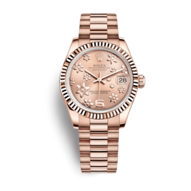 Rolex Datejust 31 Everose Fluted / President / Pink Floral