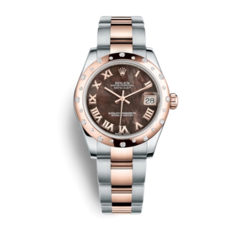 Rolex Datejust 31 Rolesor Everose Domed Diamond / Oyster / Black MOP Roman