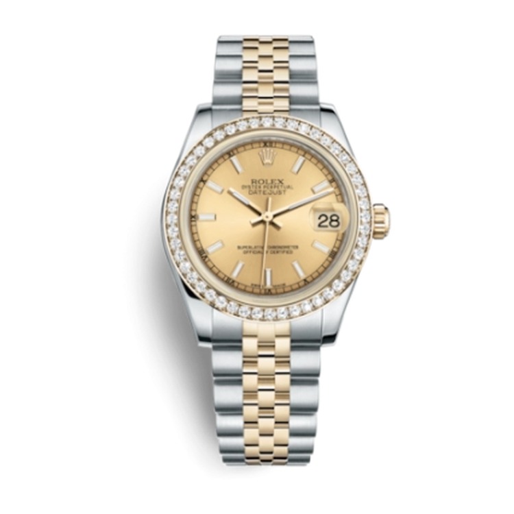 Rolex Datejust 31 Rolesor Yellow Diamond / Jubilee / Champagne