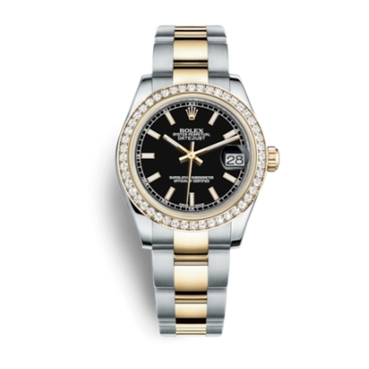 Rolex Datejust 31 Rolesor Yellow Diamond / Oyster / Black