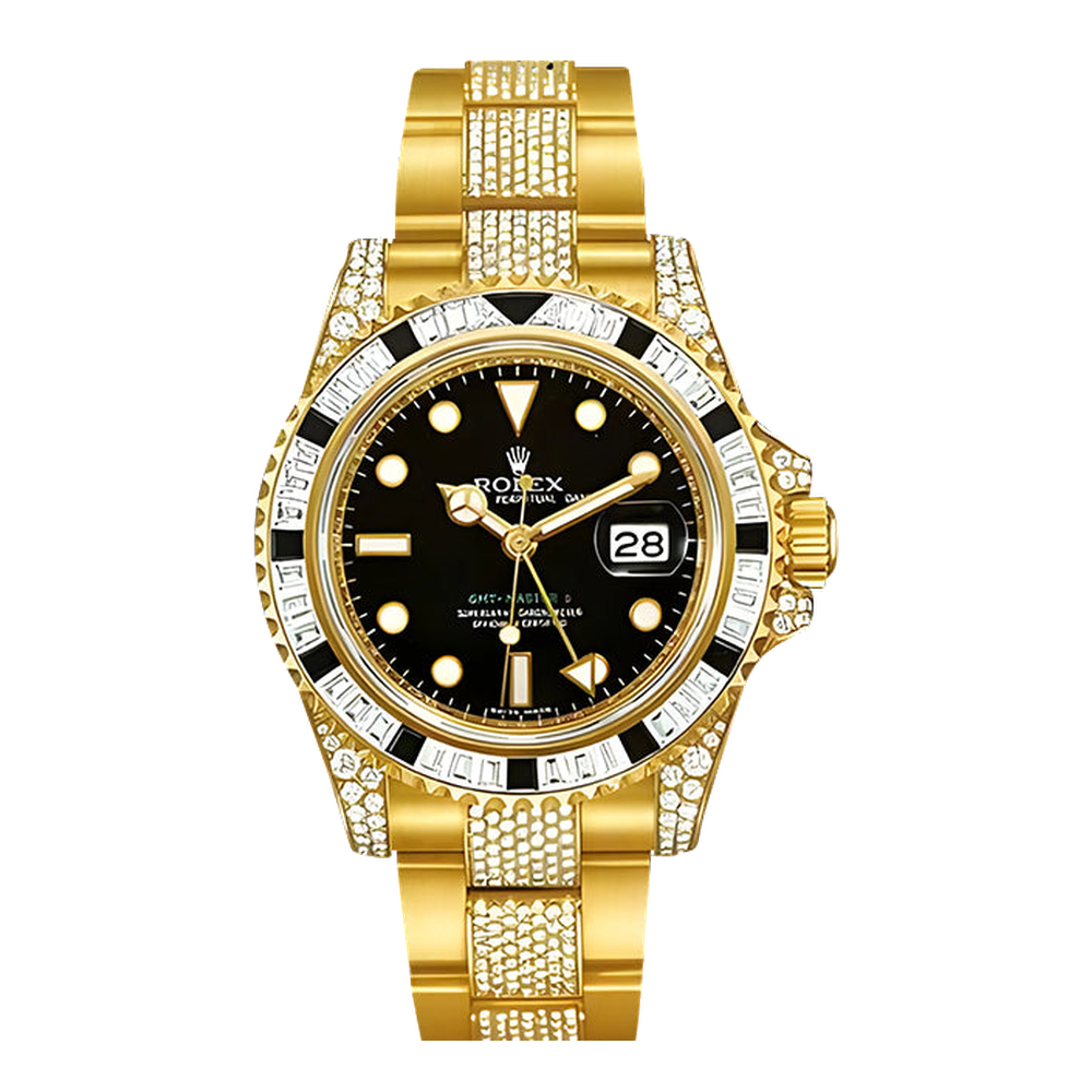Rolex GMT-Master II Yellow Gold SANR Black Dial Straps
