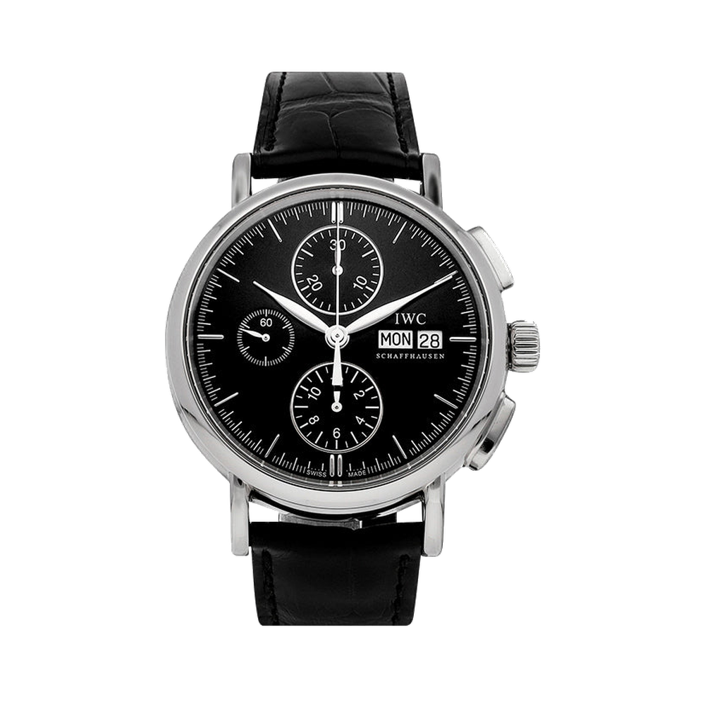 IWC Portofino Chronograph Stainless Steel / Black Black Dial Straps