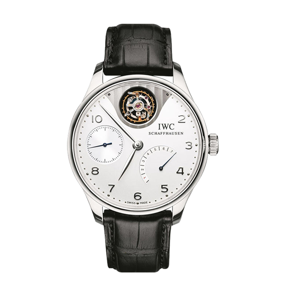 IWC Portugieser Tourbillon Mystere Platinum / Silver Grey Dial Straps