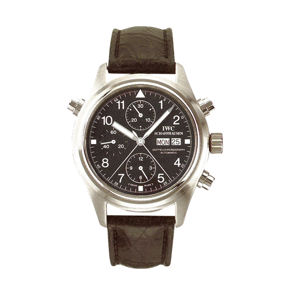 IWC Pilot's Watch Doppelchronograph Stainless Steel / Black / English / Strap