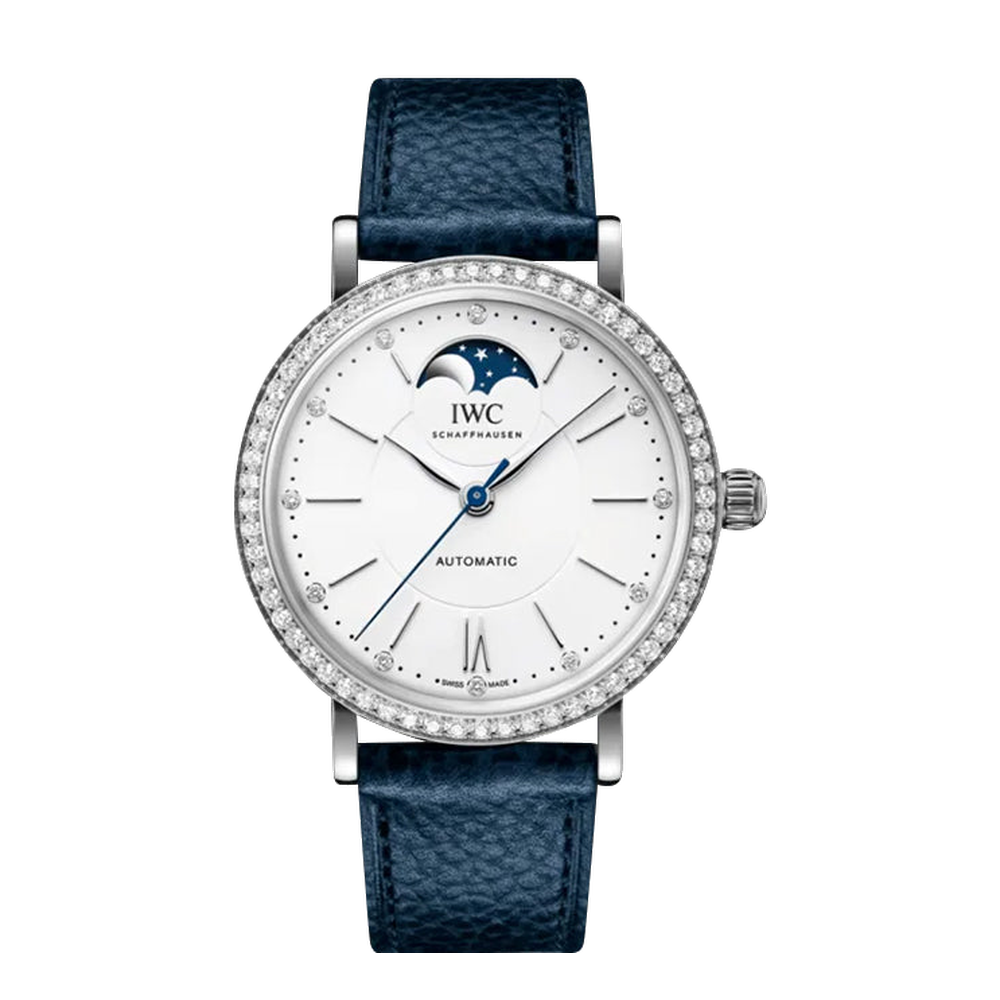 IWC Portofino Automatic Moonphase Stainless Steel / Silver / Alligator Grey Dial Straps
