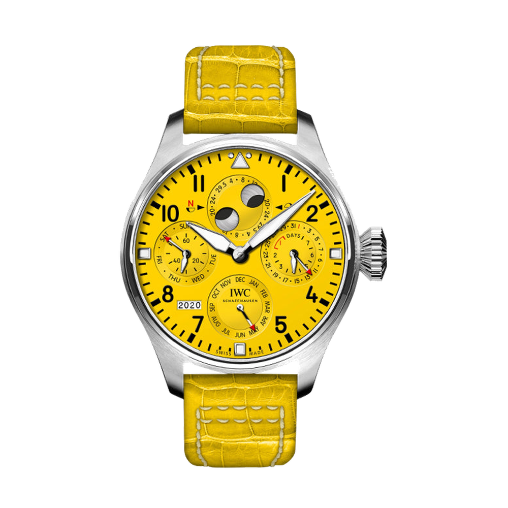IWC Big Pilot's Watch Perpetual Calendar Platinum / Yellow Yellow Dial Straps