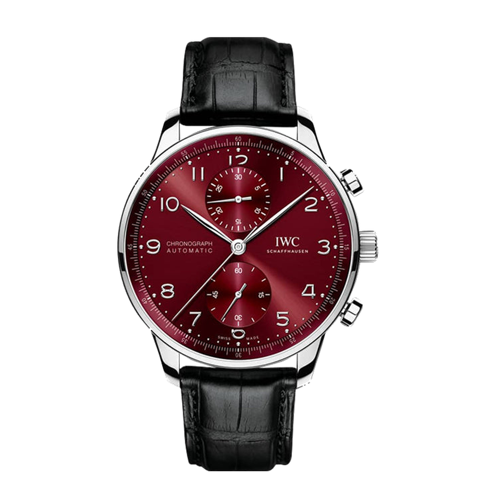IWC Portugieser Chronograph Stainless Steel / Burgundy