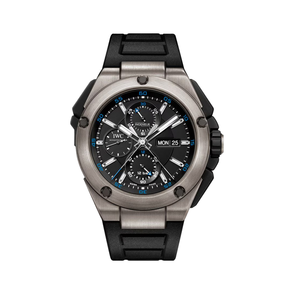 IWC Ingenieur Double Chronograph Titanium Black Dial Straps