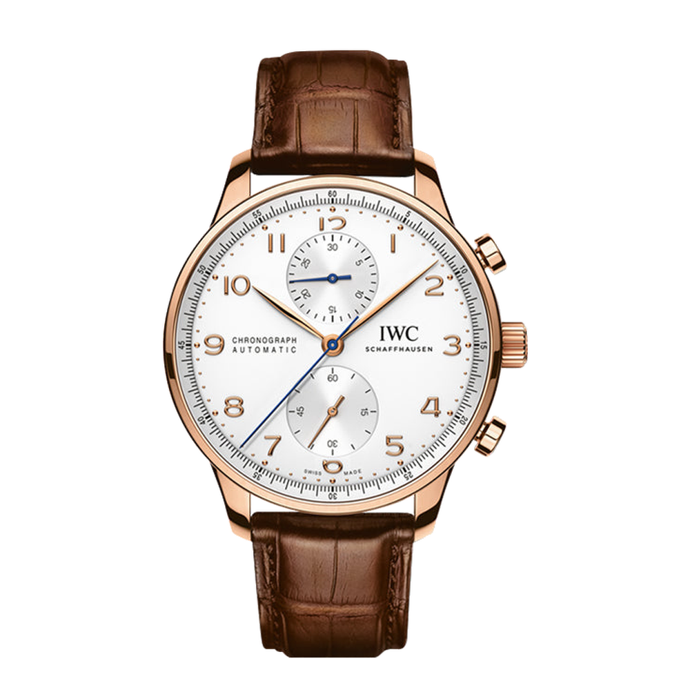 IWC Portuguese Chrono-Automatic Red Gold / Silver White Dial Straps
