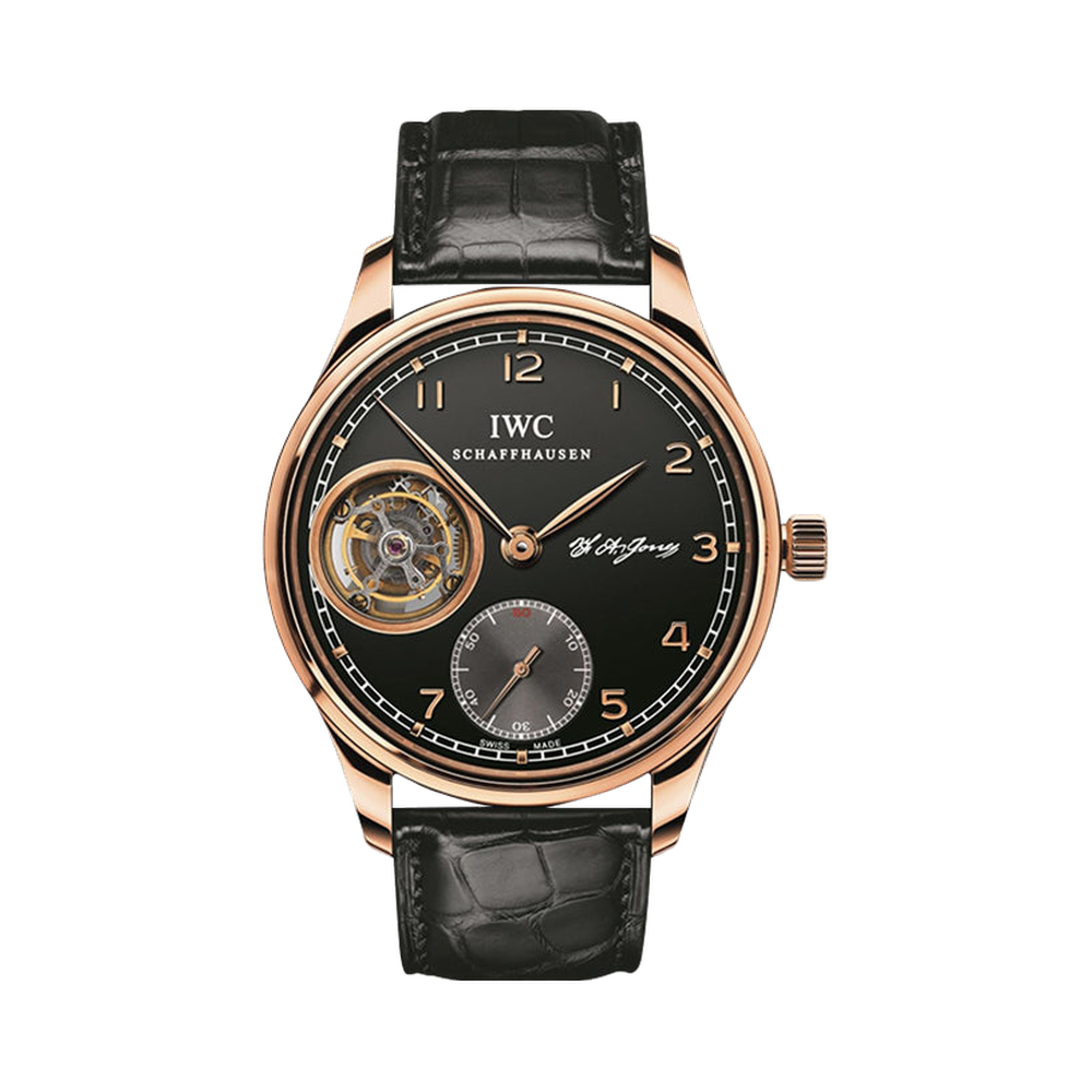 IWC Portugieser Tourbillon Hand-Wound F.A. Jones Red Gold / Black Black Dial Straps
