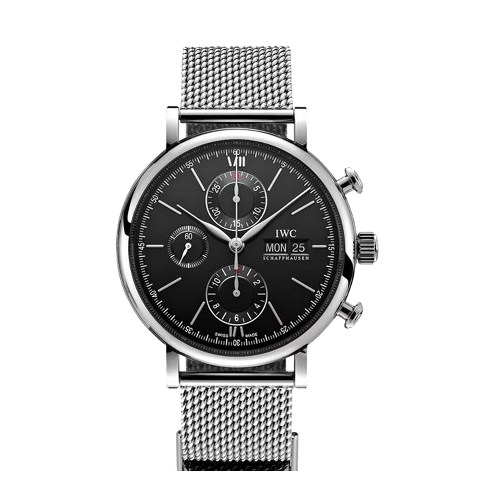 IWC Portofino Chronograph Black Dial Straps