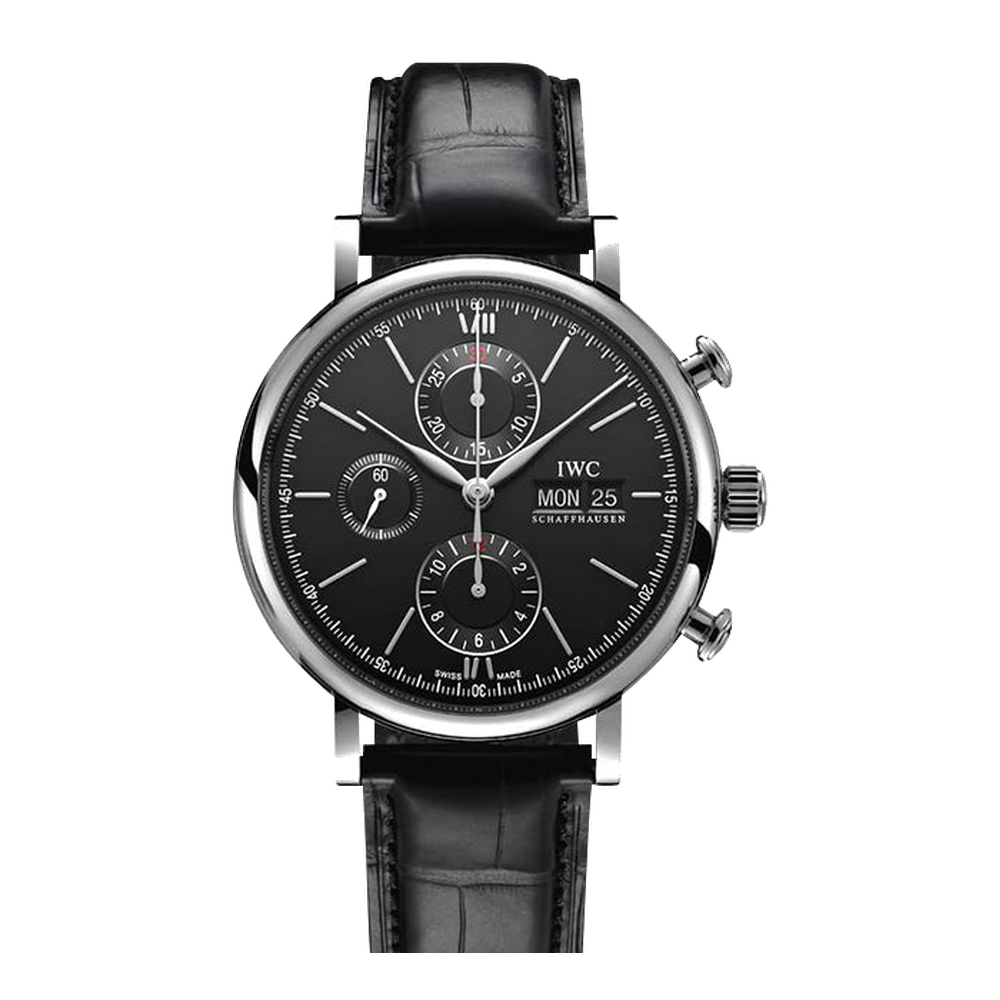 IWC Portofino Chronograph Stainless Steel / Black / Alligator