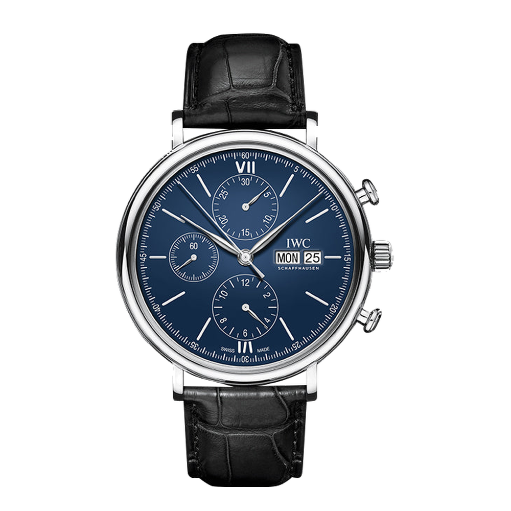 IWC Portofino Chronograph 150 Years Stainless Steel / Blue Blue/Navy Dial Straps