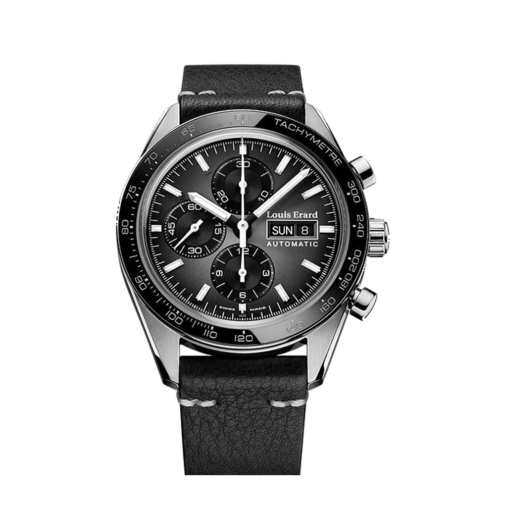 Louis Erard La Sportive Titanium Black Dial Straps