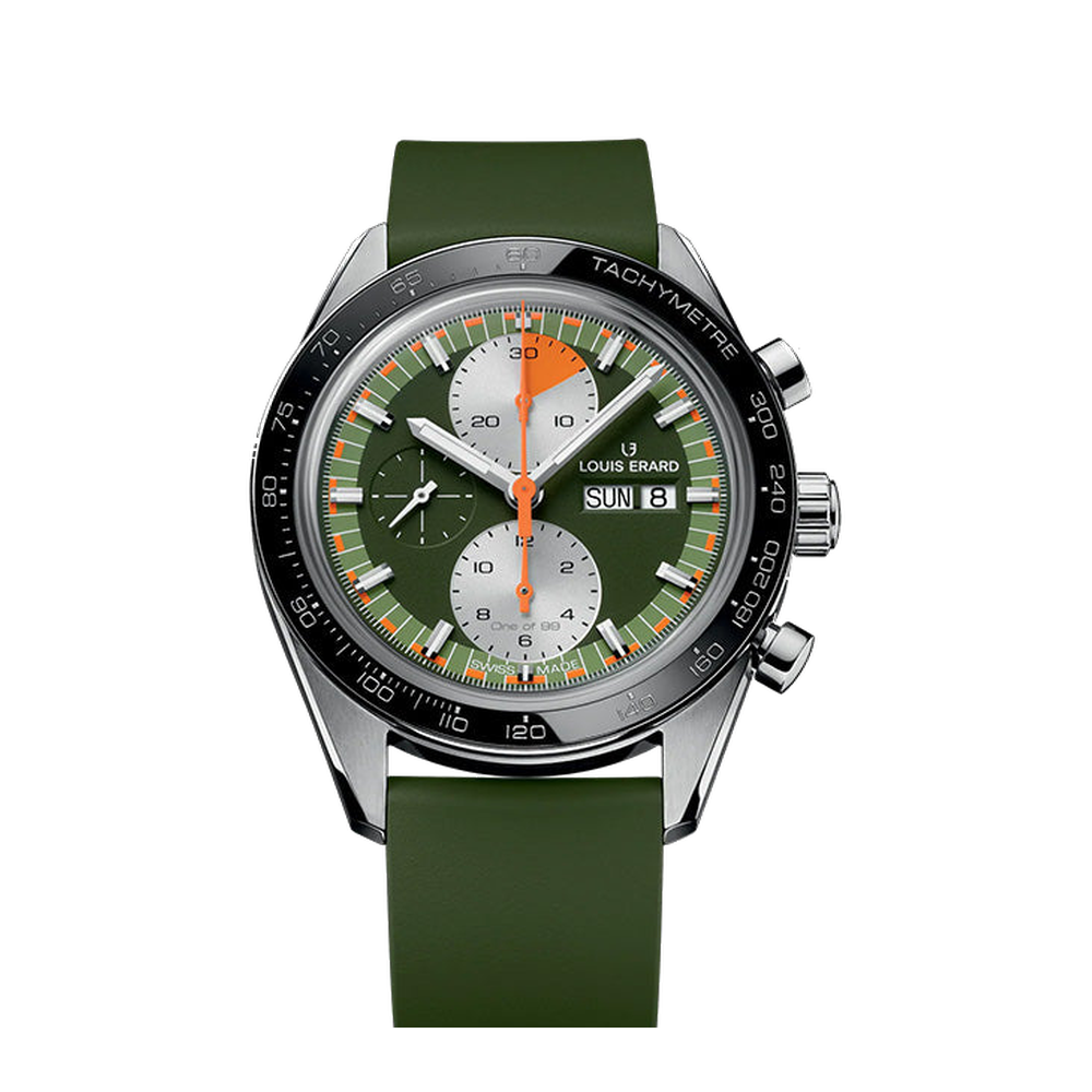 Louis Erard 2300 Sport Chronograph Khaki Green Dial Straps