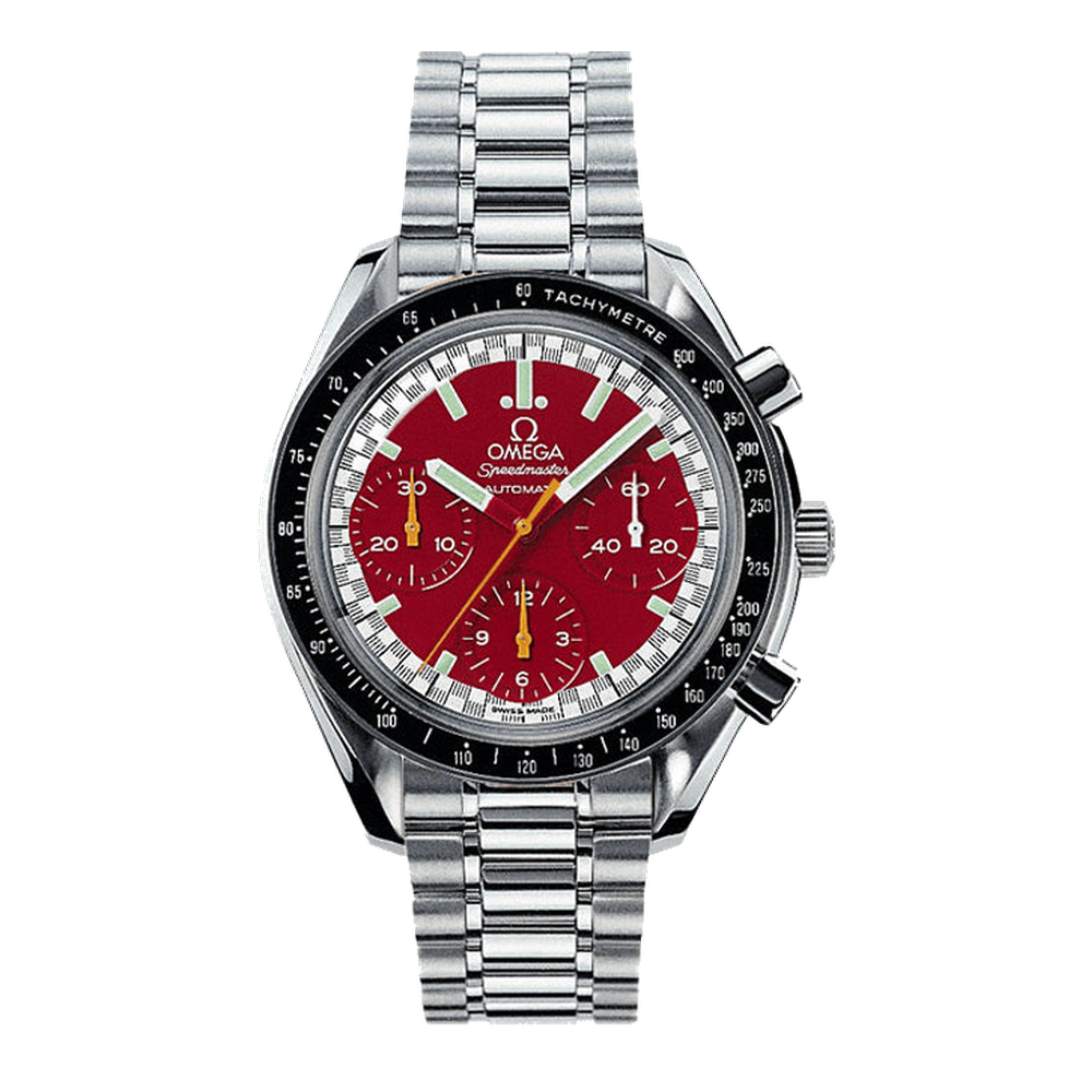 Omega Reduced Stainless Steel Schumacher Red Dial