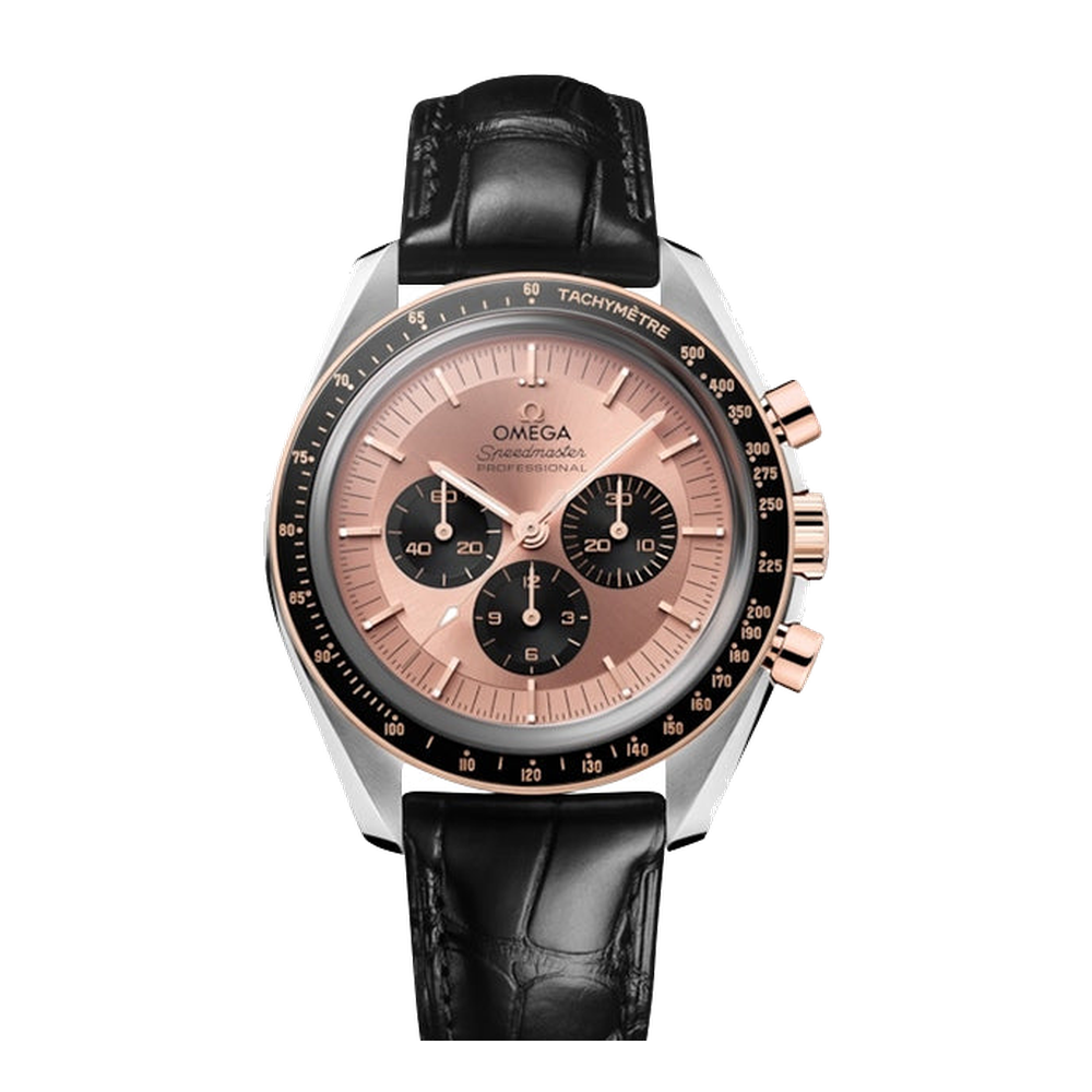 Omega Speedmaster Professional Moonwatch 3861 Stainless Steel - Sedna Gold / Pink / Alligator